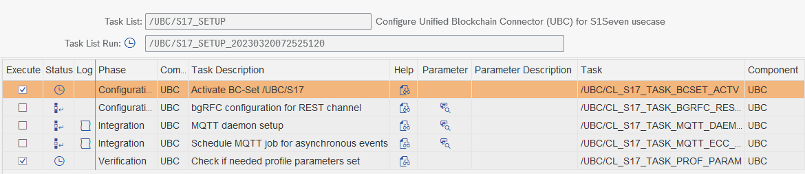 Task list for system setup