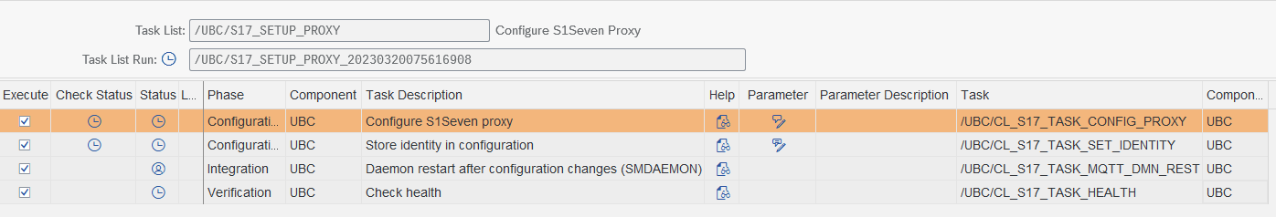 Task list for setting up S1SEVEN proxy