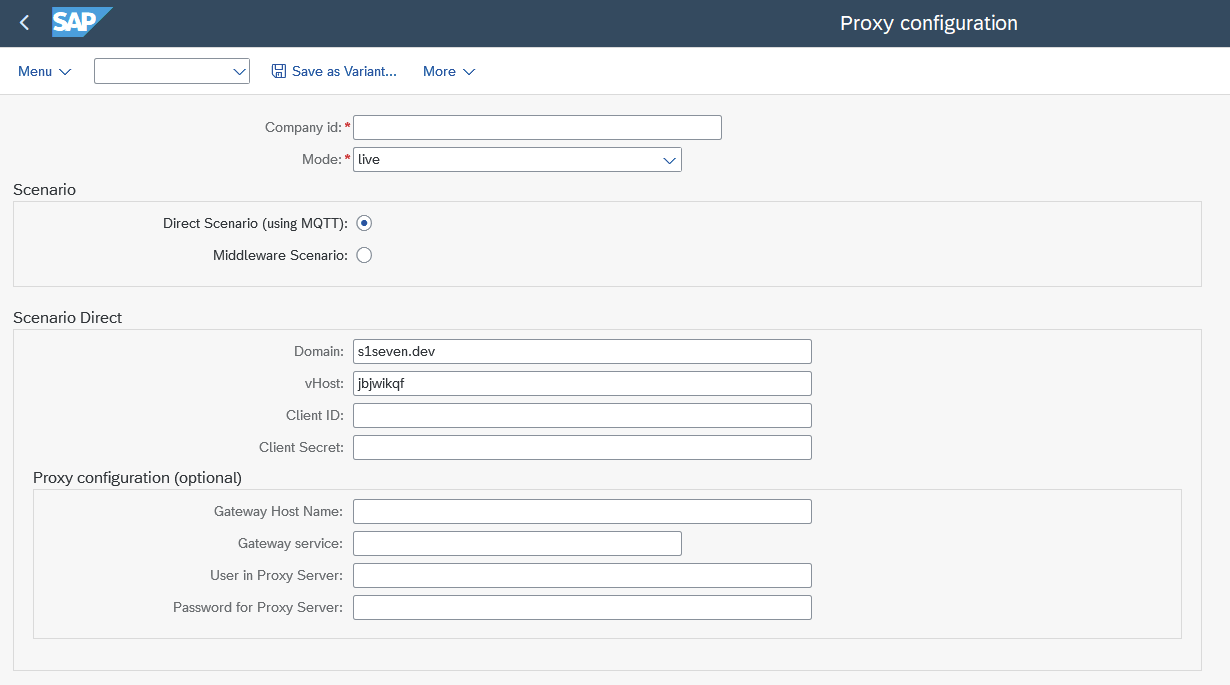 Configuration details