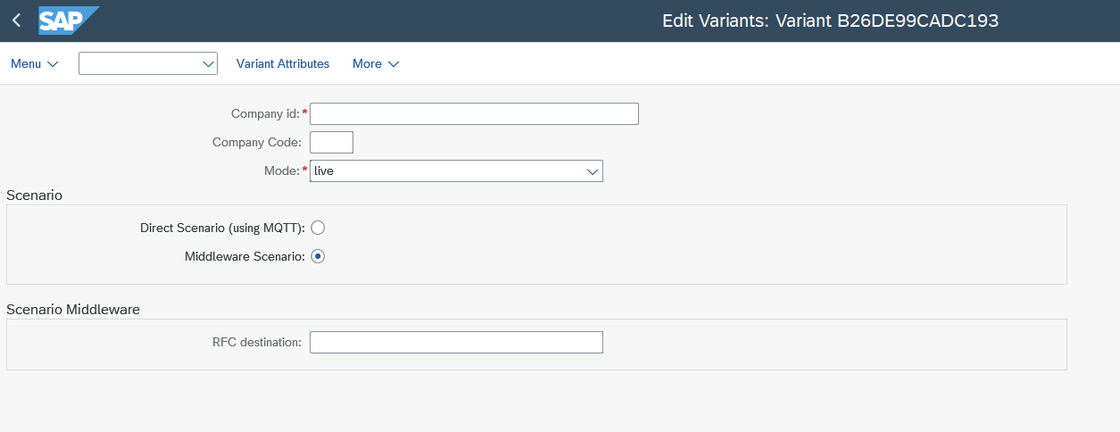 Configuration details Scenario Middleware