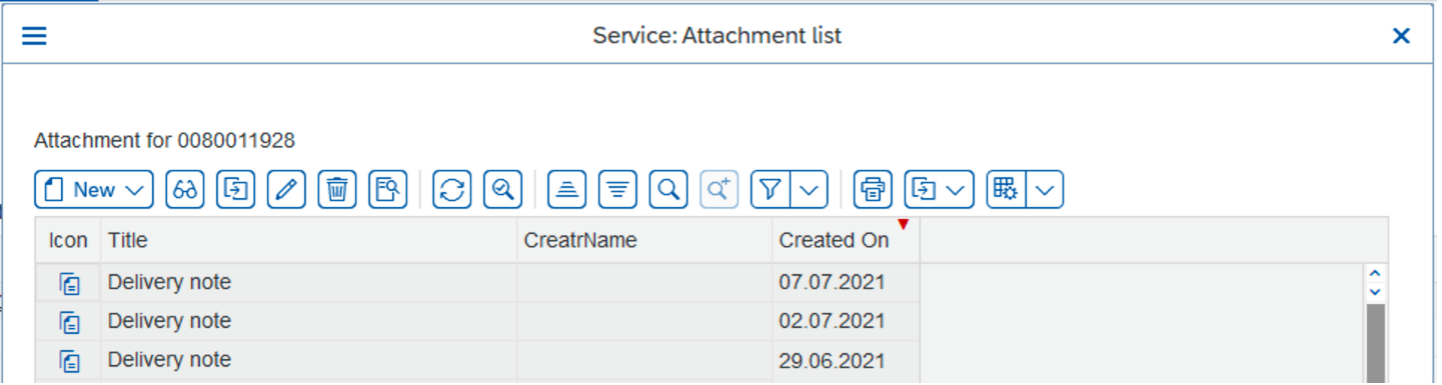 Attachment list